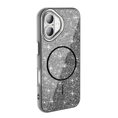 Apple iPhone 16 Case Magsafe Shining Glitter Zore Okso Cover with Charging Feature - 16