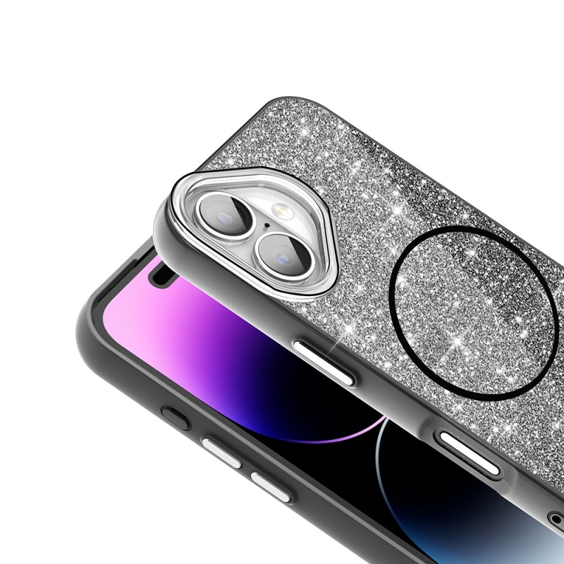 Apple iPhone 16 Case Magsafe Shining Glitter Zore Okso Cover with Charging Feature - 17