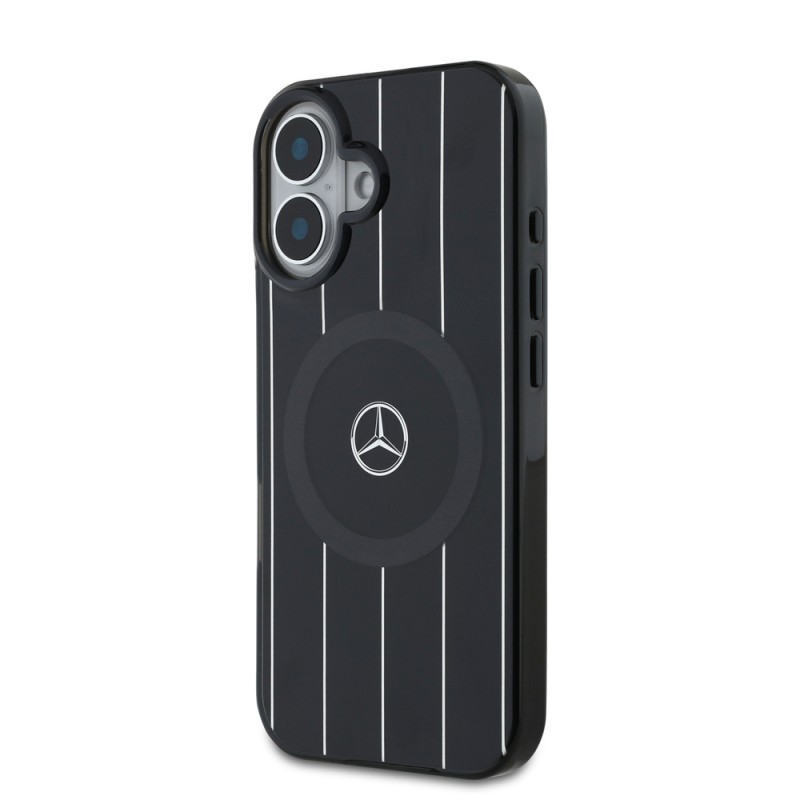 Apple iPhone 16 Case Mercedes Benz Original Licensed Magsafe Charging Feature Double Layer Parallel Line Patterned Cover  - 3