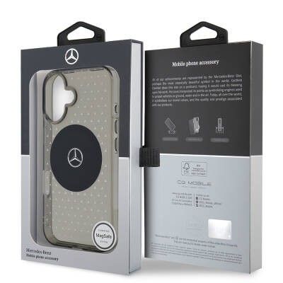 Apple iPhone 16 Case Mercedes Benz Original Licensed Magsafe Charging Feature Star Pattern Transparent Cover  - 9