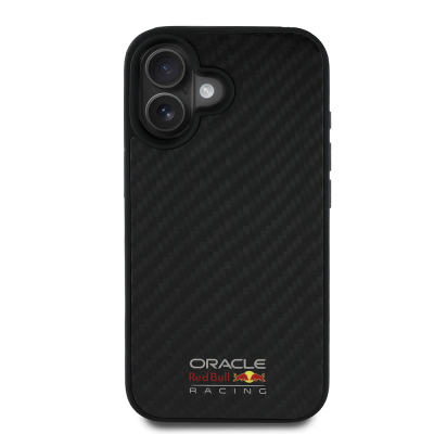 Apple iPhone 16 Case Redbull Original Licensed Magsafe Charging Feature Carbon Fiber Design Shining Logo Cover - Redbull