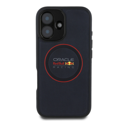 Apple iPhone 16 Case Redbull Original Licensed Magsafe Charging Feature Red Ring and Logo Embossed PU Leather Cover - Redbull