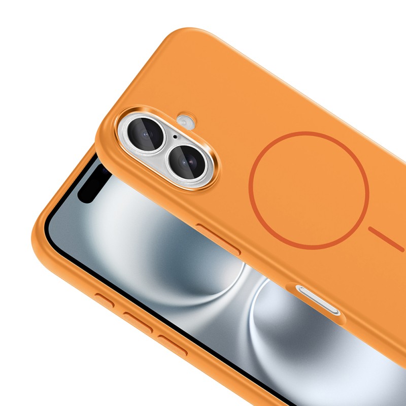 Apple iPhone 16 Case with M-Safe Charging Feature, Metal Camera Frame, Zore Edi Silicone Cover - 16
