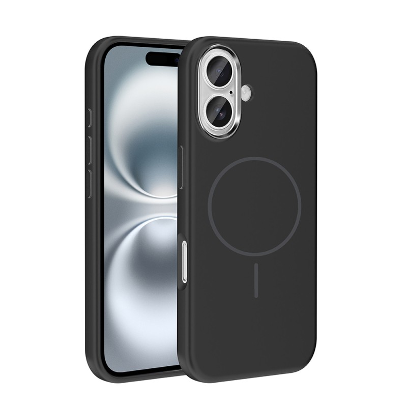 Apple iPhone 16 Case with M-Safe Charging Feature, Metal Camera Frame, Zore Edi Silicone Cover - 23