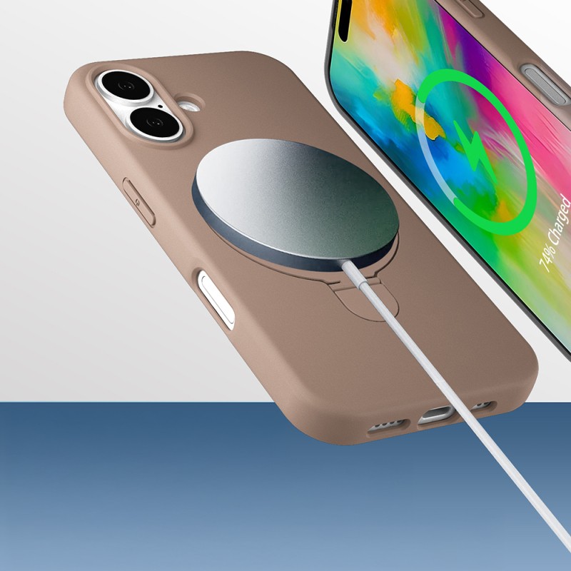 Apple iPhone 16 Case Zore Samara Cover M-safe Charging Stand - 9