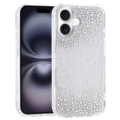 Apple iPhone 16 Kılıf Airbag Tasarımlı Damla Taşlı Şeffaf Zore Pera Silikon Kapak - 3