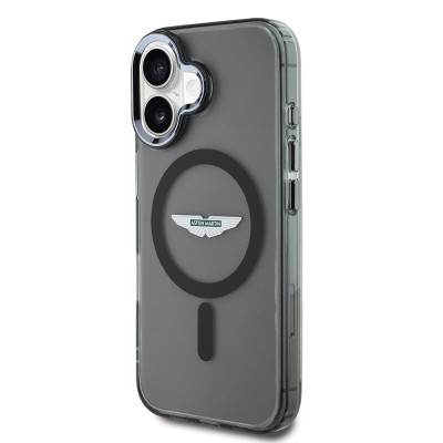 Apple iPhone 16 Kılıf Aston Martin Orjinal Lisanslı M-safe Şarj Özellikli IML Baskı Logolu Buzlu Kapak - 3