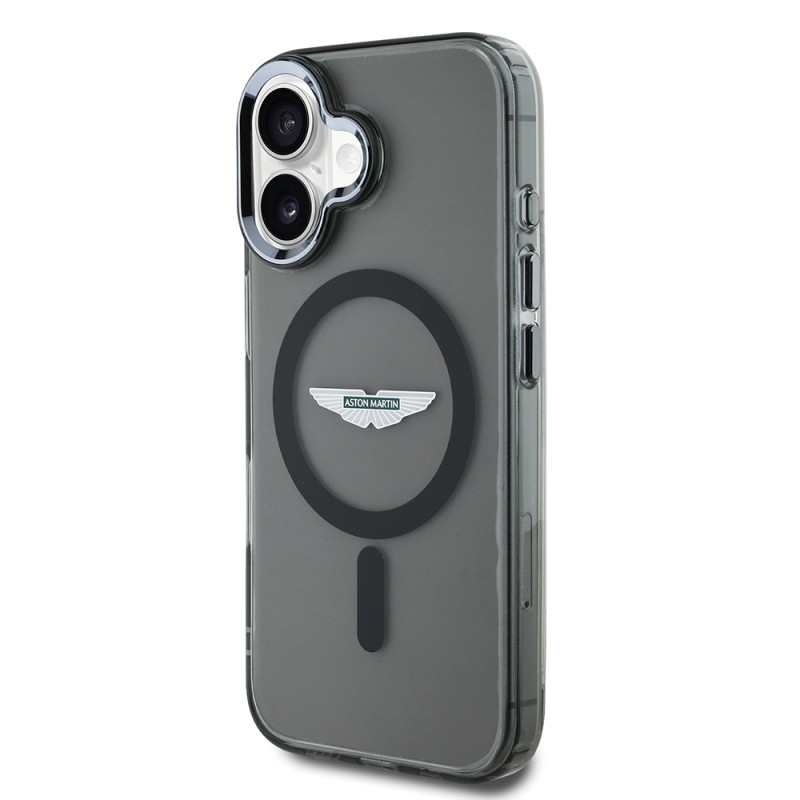 Apple iPhone 16 Kılıf Aston Martin Orjinal Lisanslı M-safe Şarj Özellikli IML Baskı Logolu Buzlu Kapak - 3