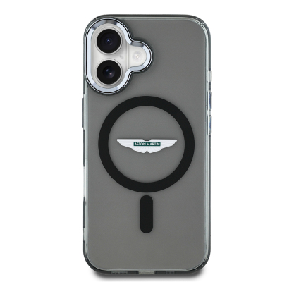 Apple iPhone 16 Kılıf Aston Martin Orjinal Lisanslı M-safe Şarj Özellikli IML Baskı Logolu Buzlu Kapak - Aston Martin