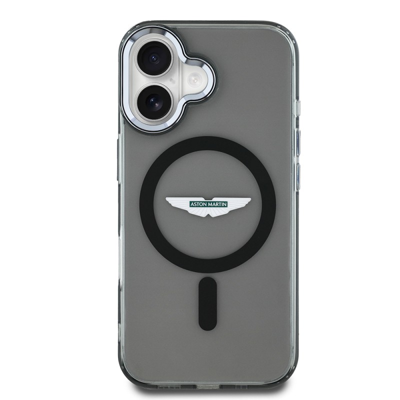Apple iPhone 16 Kılıf Aston Martin Orjinal Lisanslı M-safe Şarj Özellikli IML Baskı Logolu Buzlu Kapak - 1