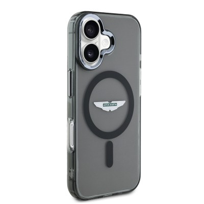 Apple iPhone 16 Kılıf Aston Martin Orjinal Lisanslı M-safe Şarj Özellikli IML Baskı Logolu Buzlu Kapak - 4