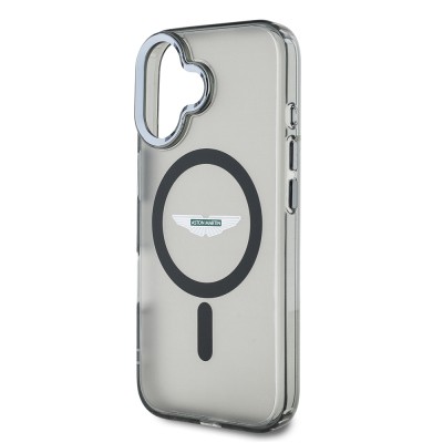 Apple iPhone 16 Kılıf Aston Martin Orjinal Lisanslı M-safe Şarj Özellikli IML Baskı Logolu Buzlu Kapak - 5