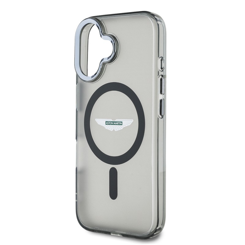 Apple iPhone 16 Kılıf Aston Martin Orjinal Lisanslı M-safe Şarj Özellikli IML Baskı Logolu Buzlu Kapak - 5