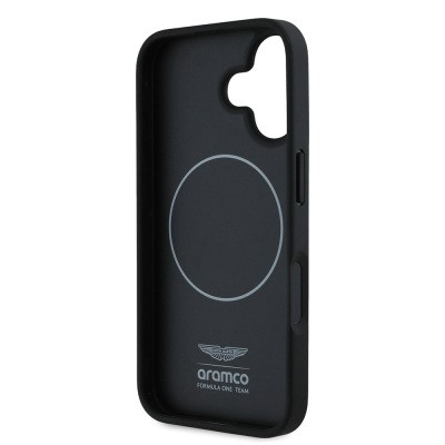 Apple iPhone 16 Kılıf Aston Martin Orjinal Lisanslı M-safe Şarj Özellikli Renkli Halka ve Karbon Fiber Tasarımlı Kapak - 7