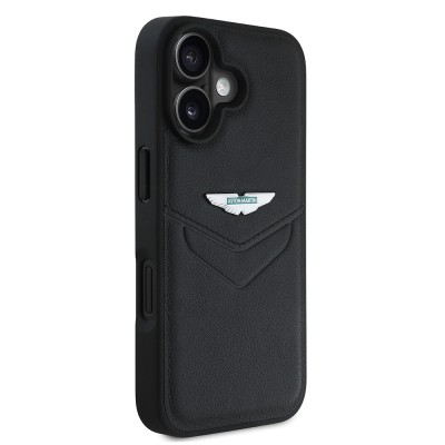 Apple iPhone 16 Kılıf Aston Martin Orjinal Lisanslı Victory Dizayn PU Deri Metal Logolu Kapak - 4