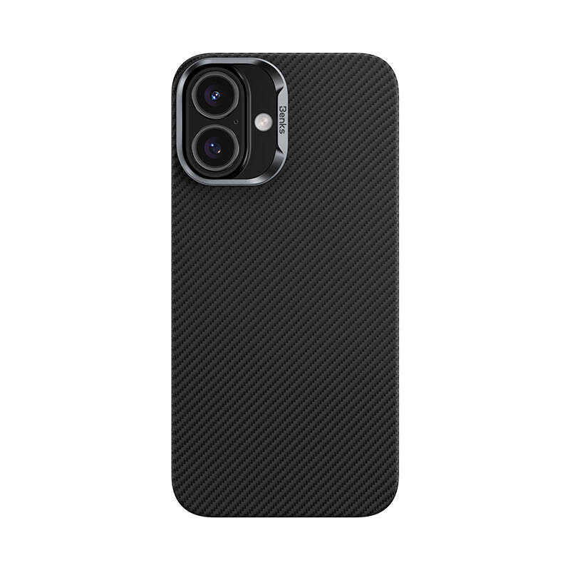 Apple iPhone 16 Kılıf Benks M-safe Şarj Özellikli Magnetik ArmorAir 600D Kevlar Fiber Kapak - Siyah