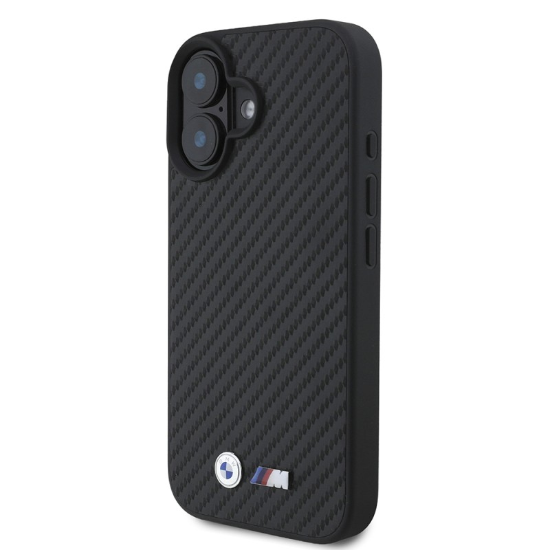Apple iPhone 16 Kılıf BMW Orjinal Lisanslı Karbon Fiber Tasarımlı ve Metal Logolu PU Deri Kapak - 3