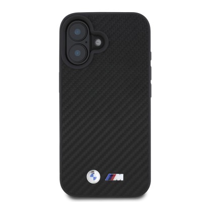 Apple iPhone 16 Kılıf BMW Orjinal Lisanslı Karbon Fiber Tasarımlı ve Metal Logolu PU Deri Kapak - 4
