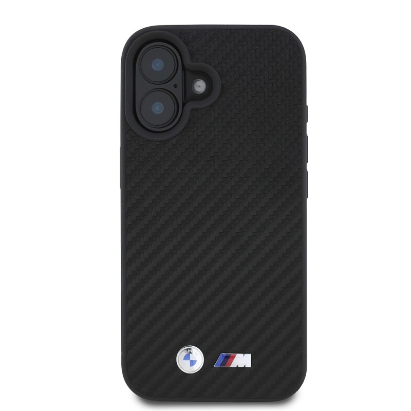 Apple iPhone 16 Kılıf BMW Orjinal Lisanslı Karbon Fiber Tasarımlı ve Metal Logolu PU Deri Kapak - 4