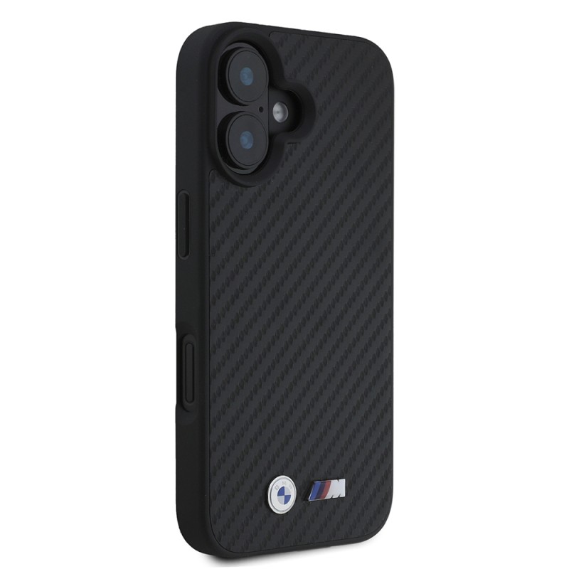 Apple iPhone 16 Kılıf BMW Orjinal Lisanslı Karbon Fiber Tasarımlı ve Metal Logolu PU Deri Kapak - 5