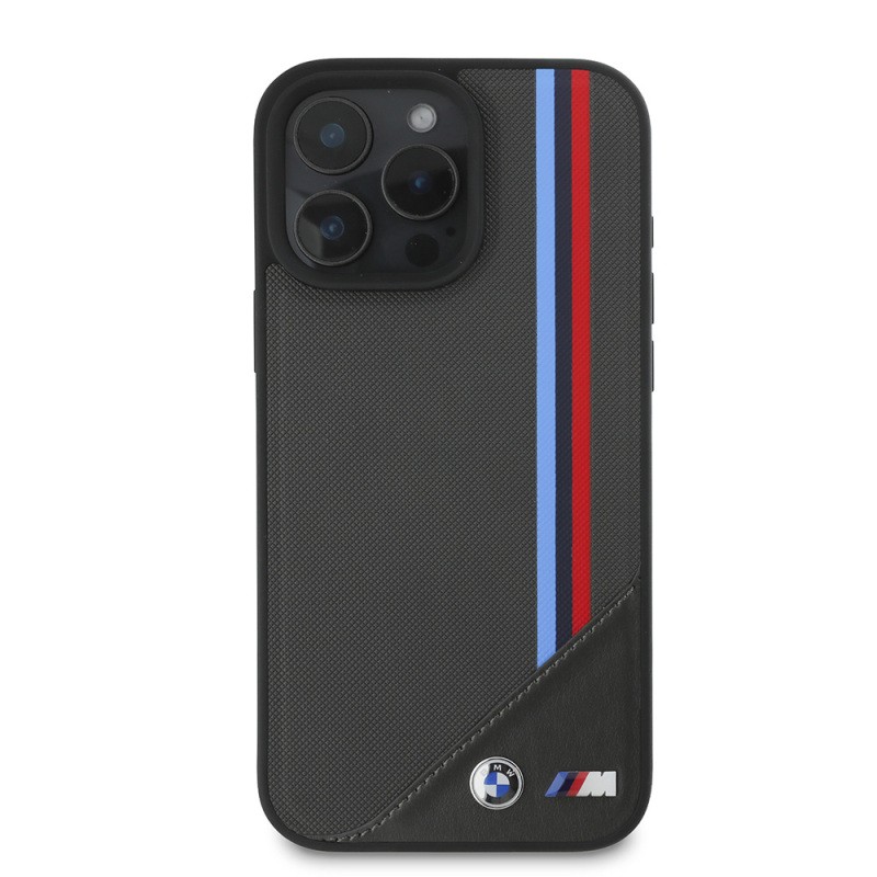 Apple iPhone 16 Kılıf BMW Orjinal Lisanslı M-safe Şarj Özellikli M Logolu Üç Çizgili Dikiş Detaylı Meshed Tricolor Stripes Kapak - 4