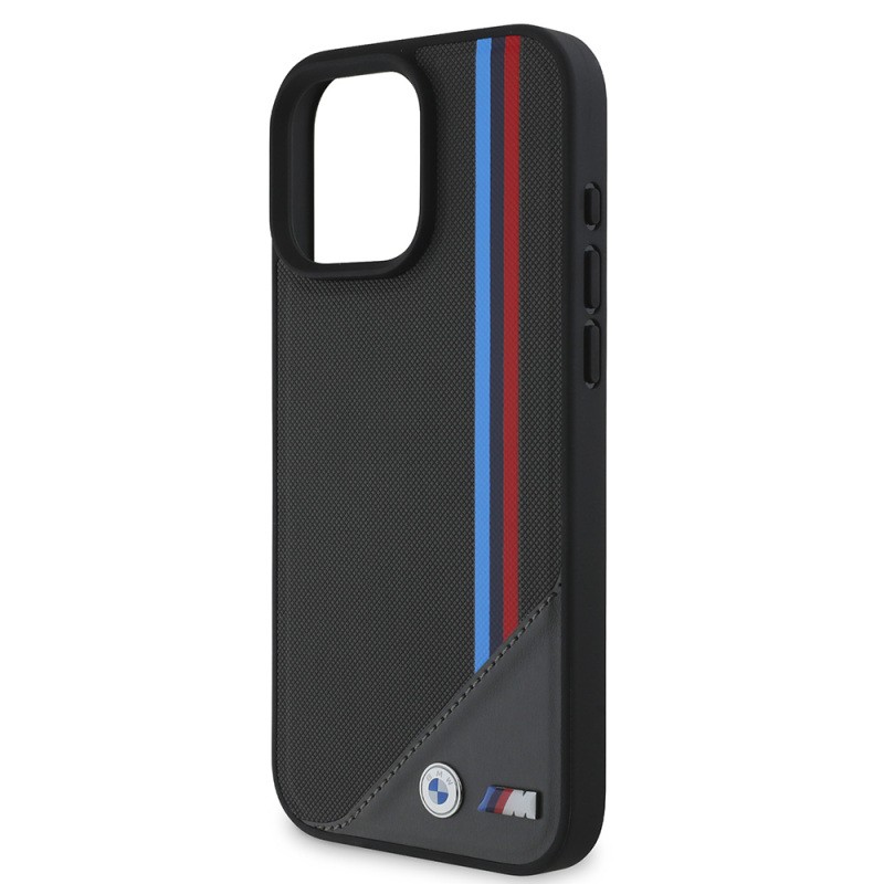 Apple iPhone 16 Kılıf BMW Orjinal Lisanslı M-safe Şarj Özellikli M Logolu Üç Çizgili Dikiş Detaylı Meshed Tricolor Stripes Kapak - 7