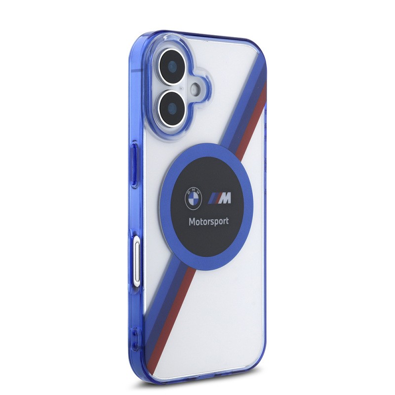 Apple iPhone 16 Kılıf BMW Orjinal Lisanslı M-safe Şarj Özellikli M Logolu Üç Renk Çizgili Motorsport Circle Kapak - 5