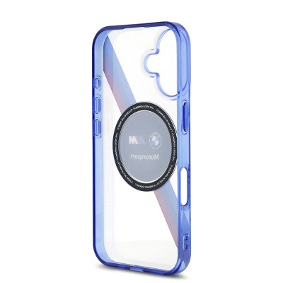 Apple iPhone 16 Kılıf BMW Orjinal Lisanslı M-safe Şarj Özellikli M Logolu Üç Renk Çizgili Motorsport Circle Kapak - 8