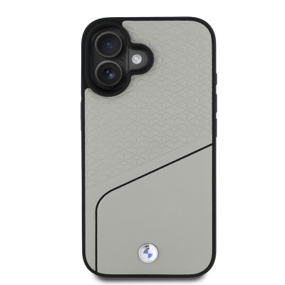 Apple iPhone 16 Kılıf BMW Orjinal Lisanslı M-safe Şarj Özellikli Metal Logolu Dokulu ve Çizgili Deri Kapak - 12