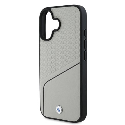 Apple iPhone 16 Kılıf BMW Orjinal Lisanslı M-safe Şarj Özellikli Metal Logolu Dokulu ve Çizgili Deri Kapak - 15