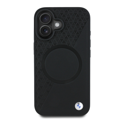 Apple iPhone 16 Kılıf BMW Orjinal Lisanslı M-safe Şarj Özellikli Metal Logolu Yarım Dokulu Circle Deri Kapak - BMW