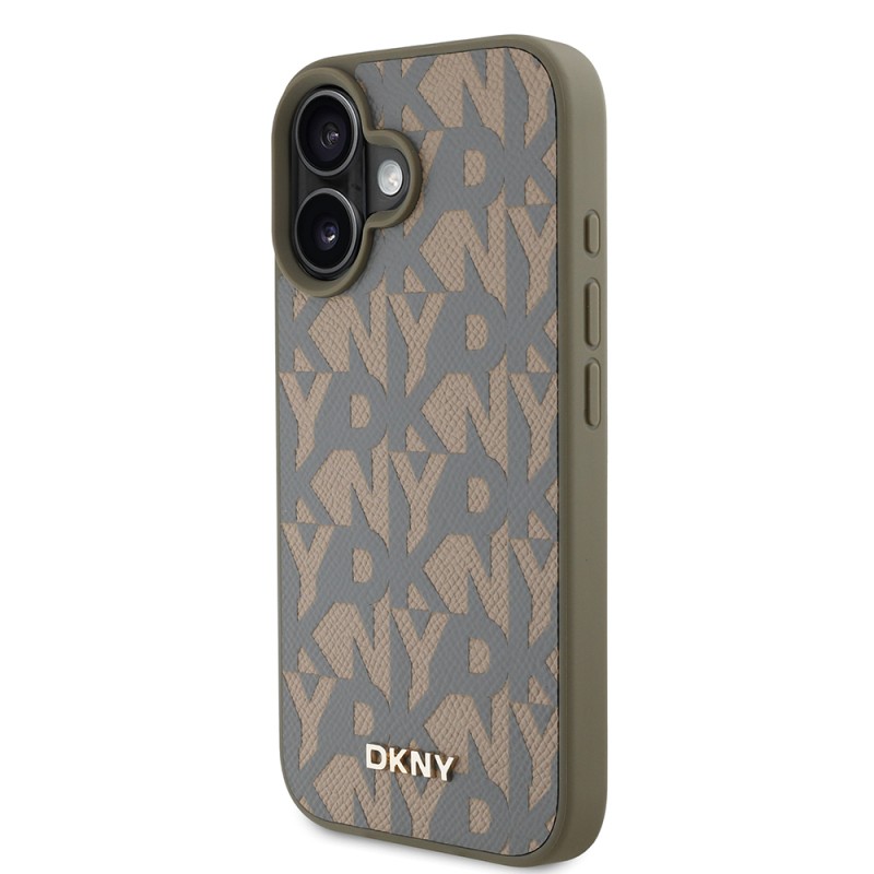 Apple iPhone 16 Kılıf DKNY Orjinal Lisanslı M-safe Şarj Özellikli 3D Yazılı Grid Pattern Kapak - 4