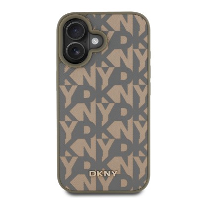 Apple iPhone 16 Kılıf DKNY Orjinal Lisanslı M-safe Şarj Özellikli 3D Yazılı Grid Pattern Kapak - 5