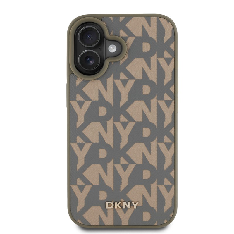 Apple iPhone 16 Kılıf DKNY Orjinal Lisanslı M-safe Şarj Özellikli 3D Yazılı Grid Pattern Kapak - 5