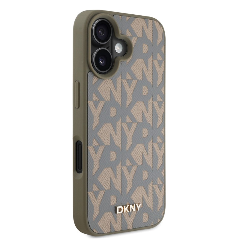 Apple iPhone 16 Kılıf DKNY Orjinal Lisanslı M-safe Şarj Özellikli 3D Yazılı Grid Pattern Kapak - 6
