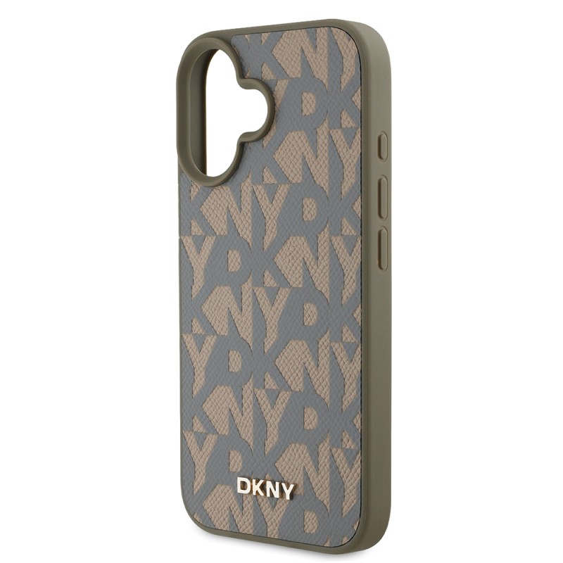 Apple iPhone 16 Kılıf DKNY Orjinal Lisanslı M-safe Şarj Özellikli 3D Yazılı Grid Pattern Kapak - 8