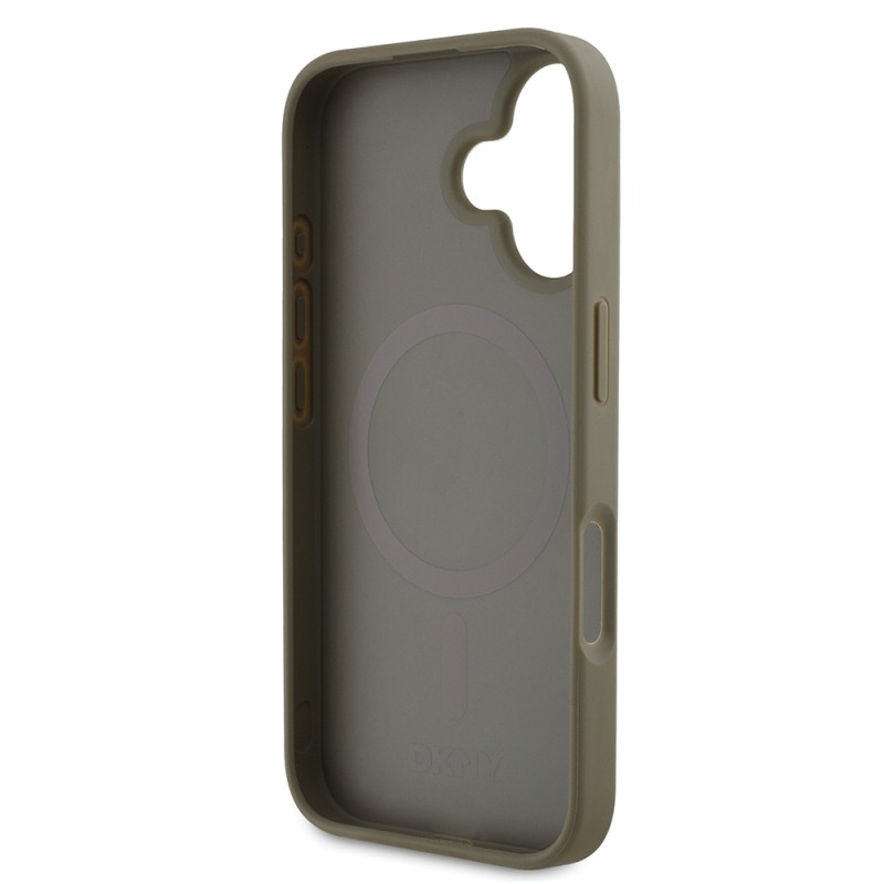 Apple iPhone 16 Kılıf DKNY Orjinal Lisanslı M-safe Şarj Özellikli 3D Yazılı Grid Pattern Kapak - 9