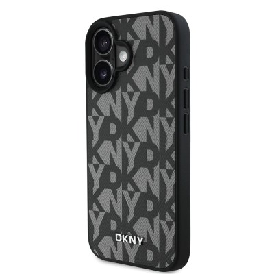 Apple iPhone 16 Kılıf DKNY Orjinal Lisanslı M-safe Şarj Özellikli 3D Yazılı Grid Pattern Kapak - 11