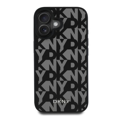 Apple iPhone 16 Kılıf DKNY Orjinal Lisanslı M-safe Şarj Özellikli 3D Yazılı Grid Pattern Kapak - 12