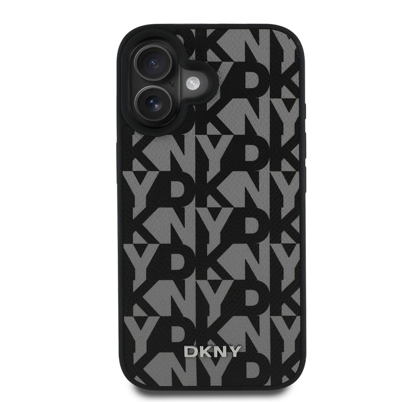 Apple iPhone 16 Kılıf DKNY Orjinal Lisanslı M-safe Şarj Özellikli 3D Yazılı Grid Pattern Kapak - 12