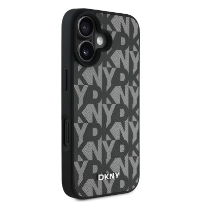 Apple iPhone 16 Kılıf DKNY Orjinal Lisanslı M-safe Şarj Özellikli 3D Yazılı Grid Pattern Kapak - 13