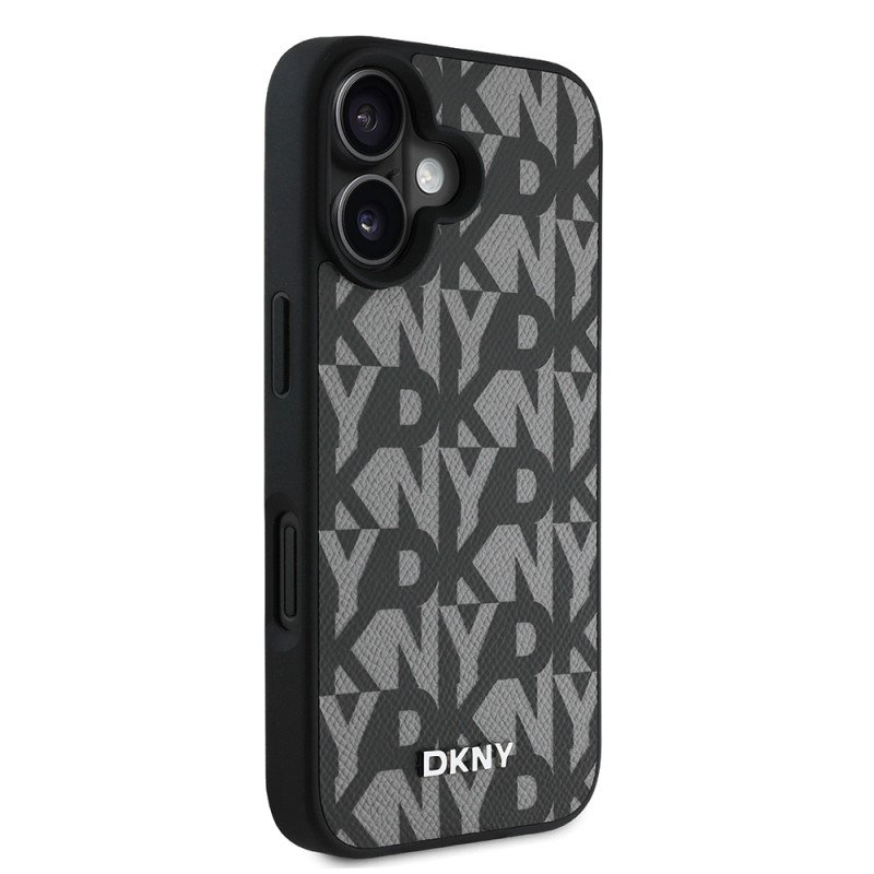 Apple iPhone 16 Kılıf DKNY Orjinal Lisanslı M-safe Şarj Özellikli 3D Yazılı Grid Pattern Kapak - 13