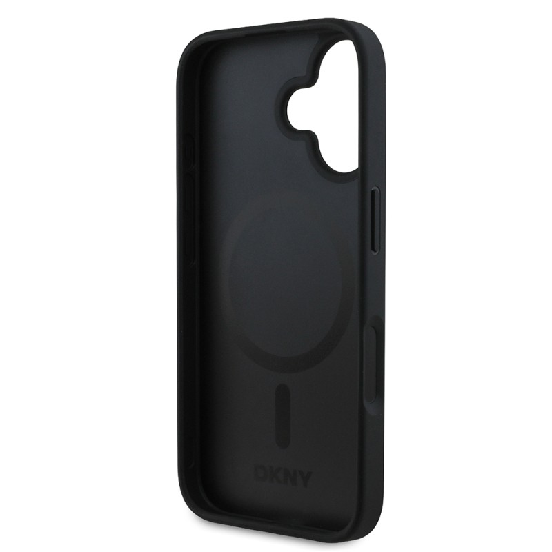 Apple iPhone 16 Kılıf DKNY Orjinal Lisanslı M-safe Şarj Özellikli 3D Yazılı Grid Pattern Kapak - 16