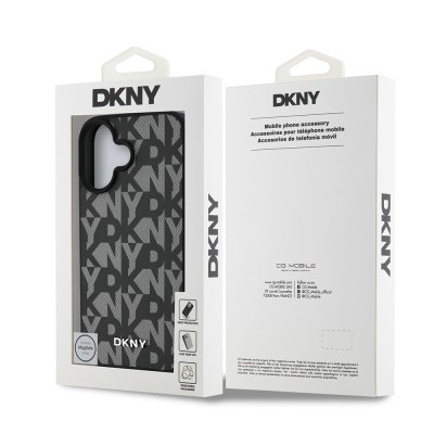 Apple iPhone 16 Kılıf DKNY Orjinal Lisanslı M-safe Şarj Özellikli 3D Yazılı Grid Pattern Kapak - 17
