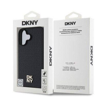 Apple iPhone 16 Kılıf DKNY Orjinal Lisanslı M-safe Şarj Özellikli 3D Yazılı Repeat Pattern Kapak - 4
