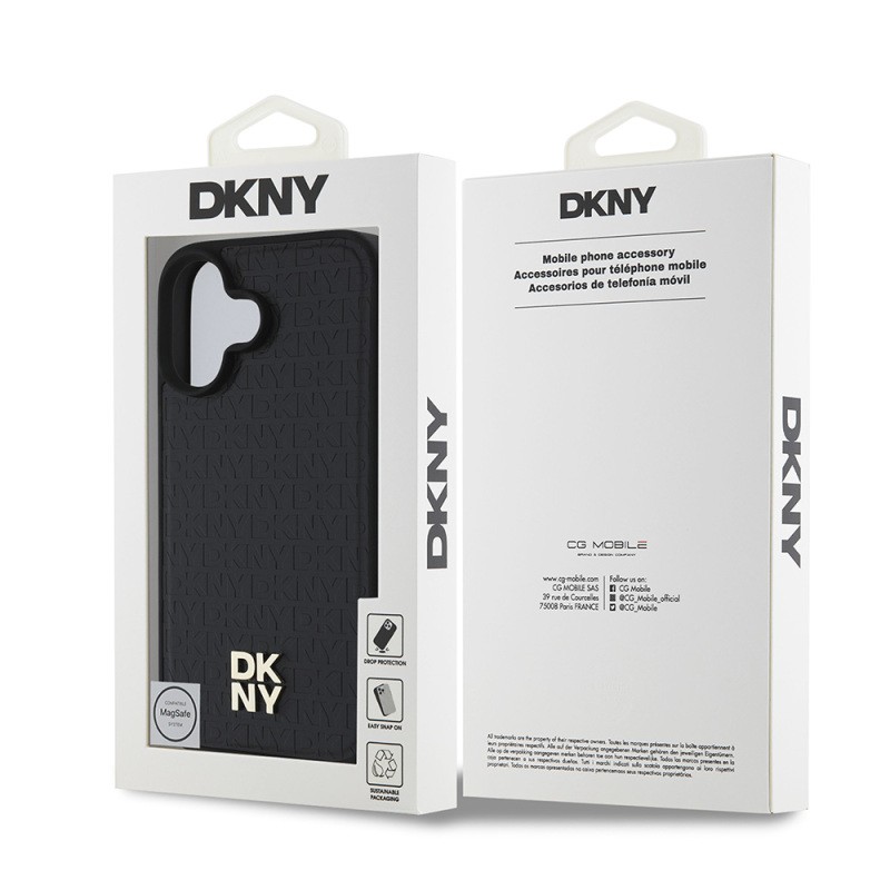 Apple iPhone 16 Kılıf DKNY Orjinal Lisanslı M-safe Şarj Özellikli 3D Yazılı Repeat Pattern Kapak - 4
