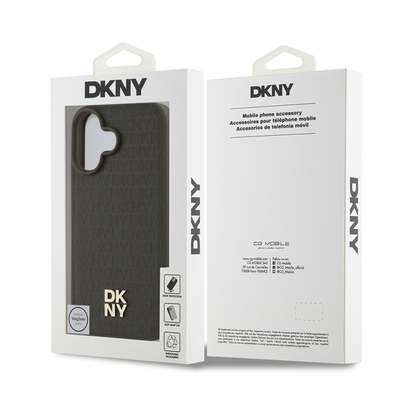 Apple iPhone 16 Kılıf DKNY Orjinal Lisanslı M-safe Şarj Özellikli 3D Yazılı Repeat Pattern Kapak - 17