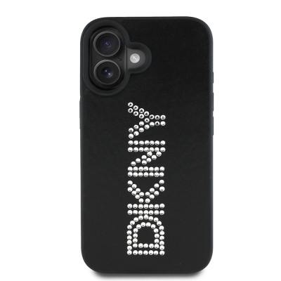 Apple iPhone 16 Kılıf DKNY Orjinal Lisanslı Taşlı DKNY Yazılı Metalik Rhinestones PU Deri Kapak - 3