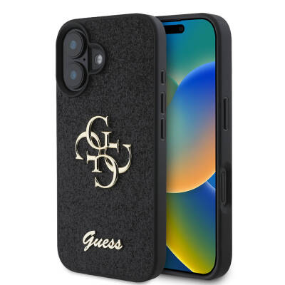 Apple iPhone 16 Kılıf Guess Orjinal Lisanslı 4G Büyük Metal Logolu Glitter Kapak - Guess
