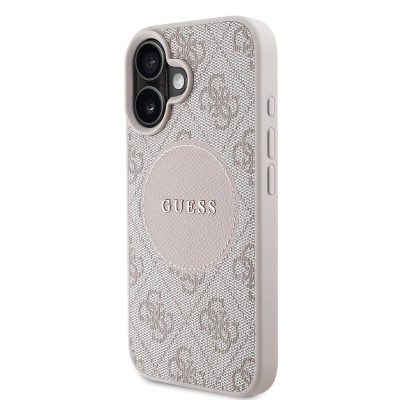 Apple iPhone 16 Kılıf Guess Orjinal Lisanslı M-safe Şarj Özellikli Yazı Logolu Circle Classic Kapak - 6